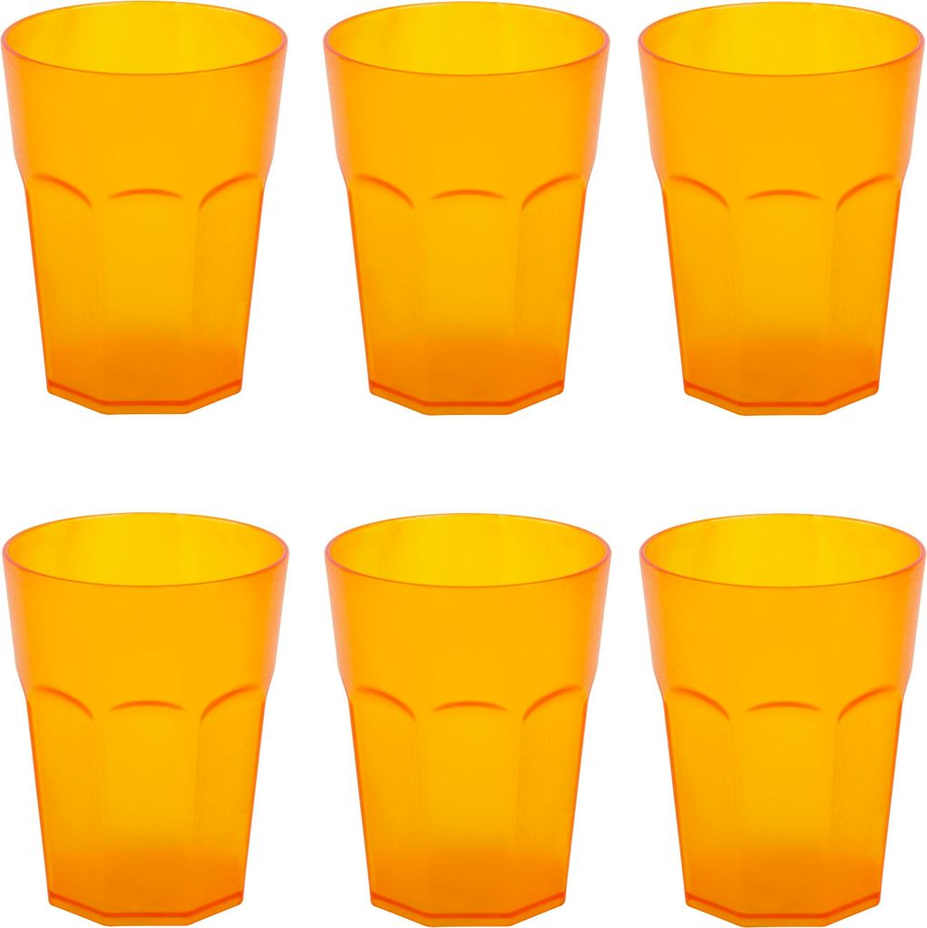 Gariella 6 x Hartplastikbecher 400 ml Orange