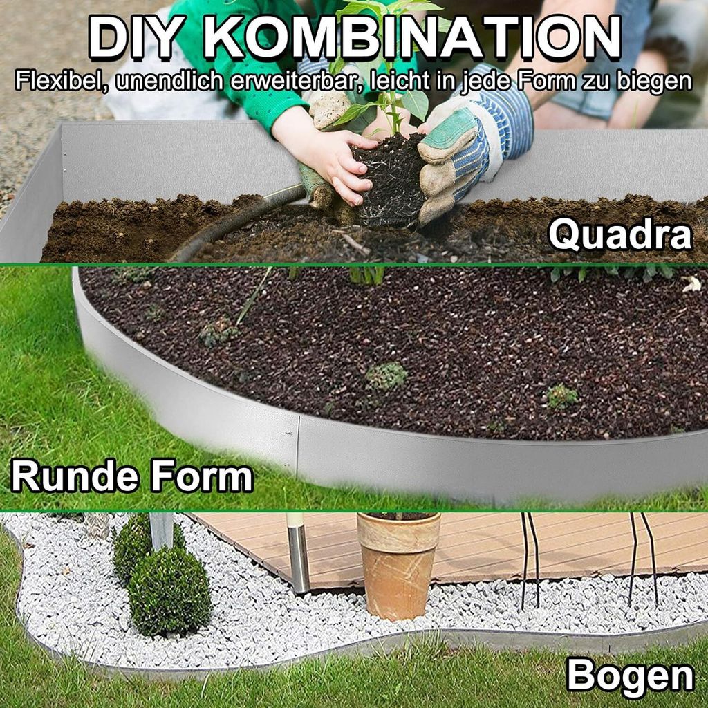 YRHOME 100 X 18 Cm Rasenkante Mähkante Beetumrandung Beeteinfassung
