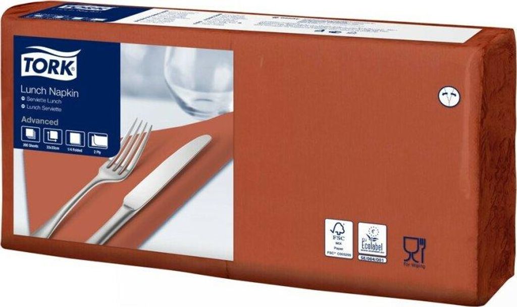 477216 Servietten „Advanced“, ziegelrot, 2-lagig, 33 × 33 cm, TORK