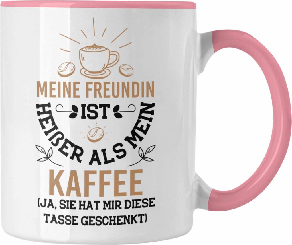 Trendation - Tasse für Freund Geschenk mit Sprüchen Valentinstag Kaffeetasse Ja Sie Hat Mir Diese Tasse Gekauft (Rosa)