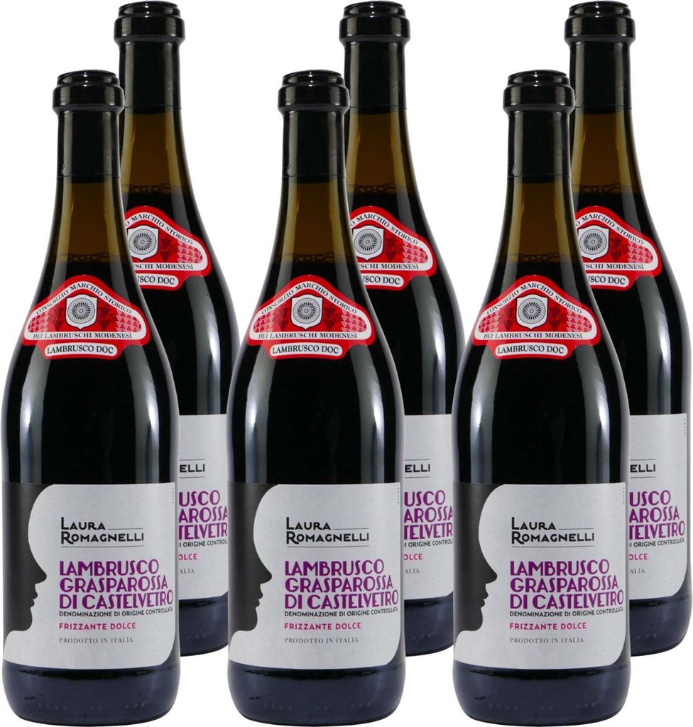 Lambrusco Grasparossa Perlwein DOC -lieblich- (6 x 0,75L) Produktbild 