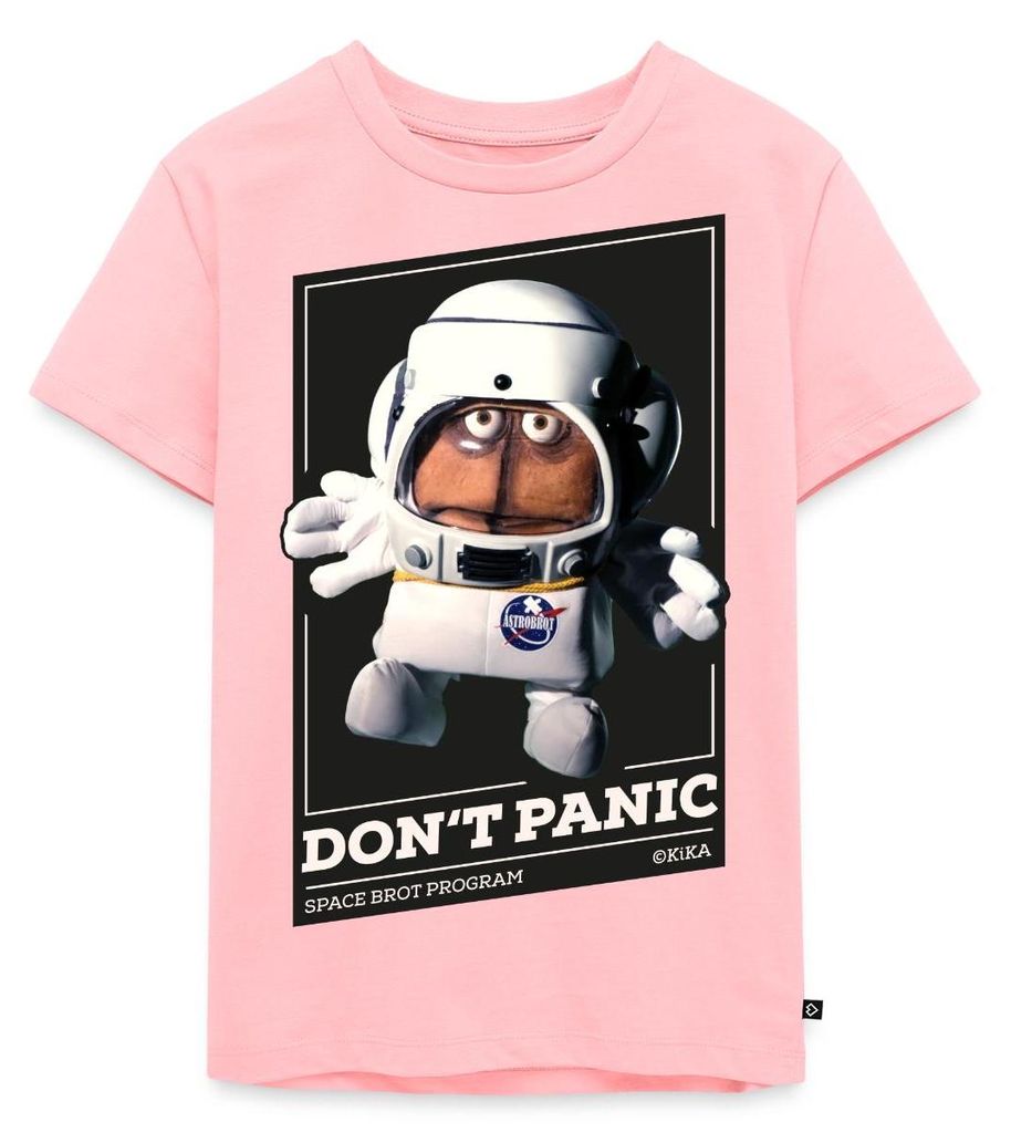 Spreadshirt Bernd Das Brot Don't Panic Kinder Premium T-Shirt, 122/128 (6 Jahre), Rosa