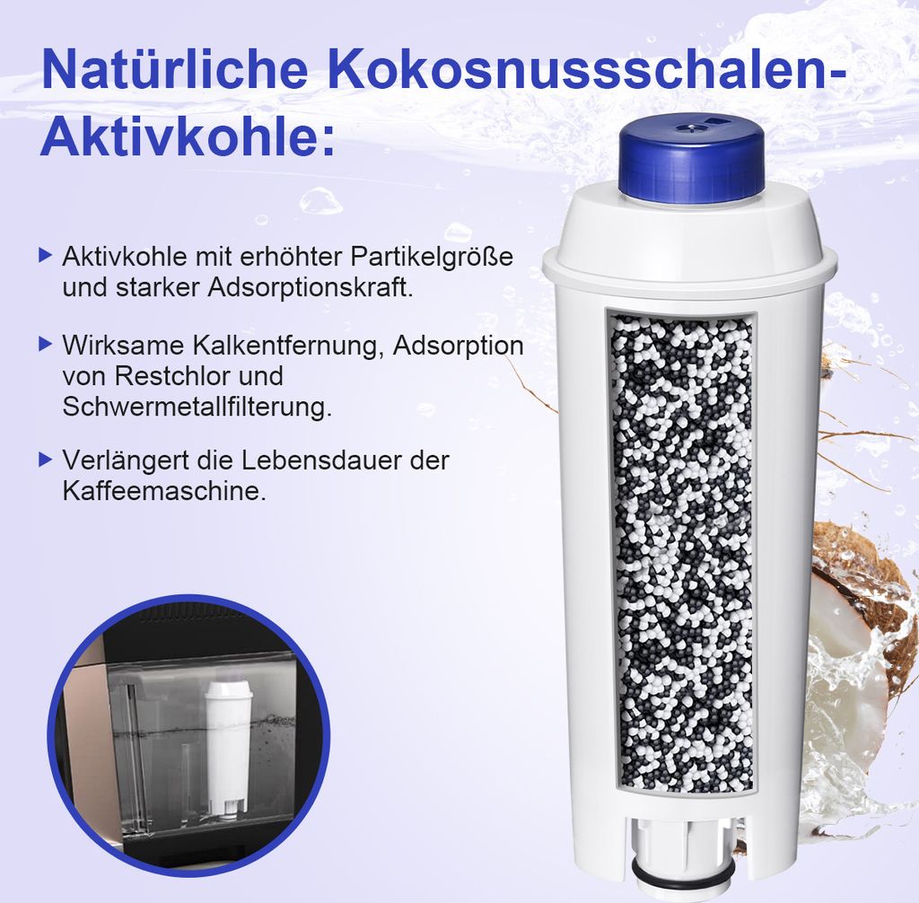 6er Wasserfilter Kaffeevollautomat für Delonghi Produktbild 2