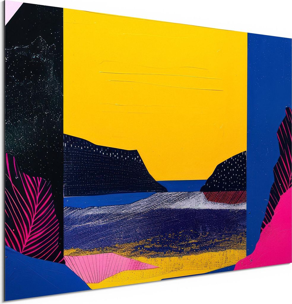 DEQORI Alu-Dibond Bild Weiß 60x40 cm 'Neonbucht' Wandbild Metall dünn Design