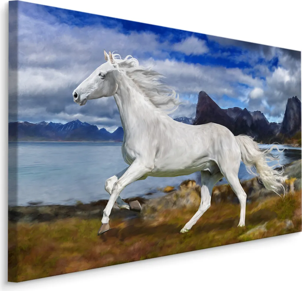 Immagine su Tela 90x60 cm - Cavallo e Paesaggio Montano XXL