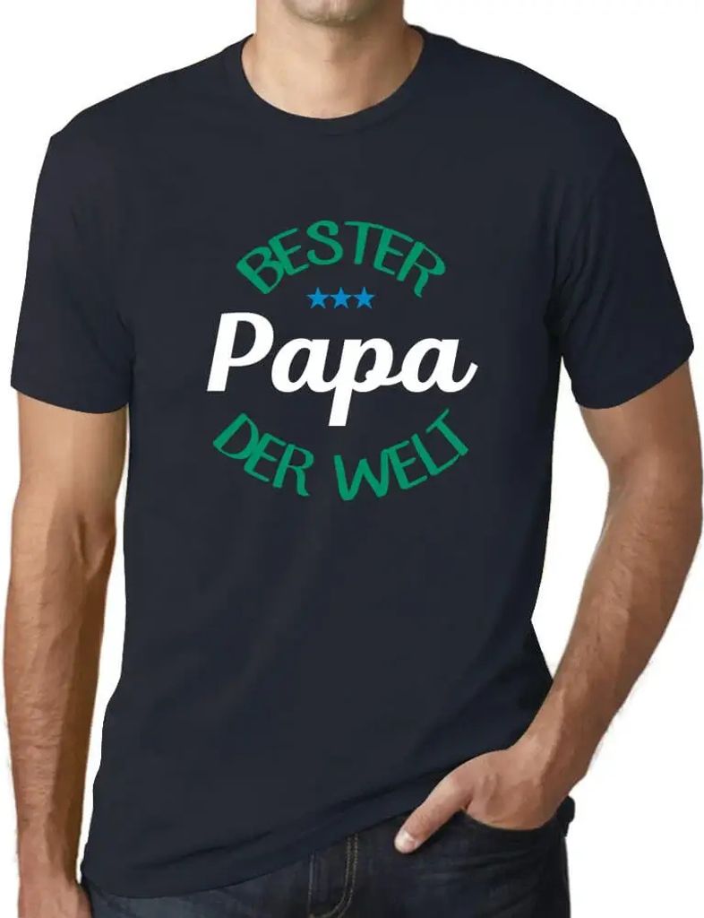 Herren Grafik T-Shirt Bester Papa Der Welt Öko-Verantwortlich Vintage Jahrgang Kurzarm Lustige Druck Geburtstag Geschenk Mann