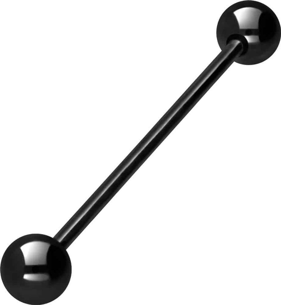 Zungenpiercing, Intim-Piercing Titan Barbell Schwarz Stablänge: 42mm + Stabstärke: 1,6mm + Kugelgröße: 6mm