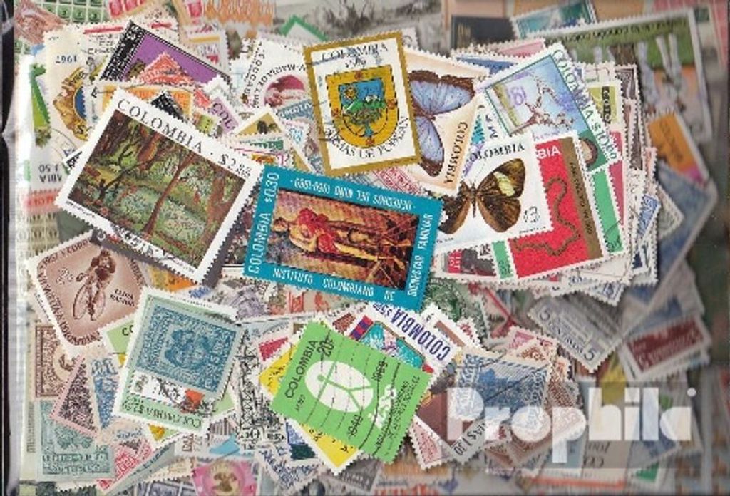 Briefmarken Kolumbien 500 verschiedene Marken
