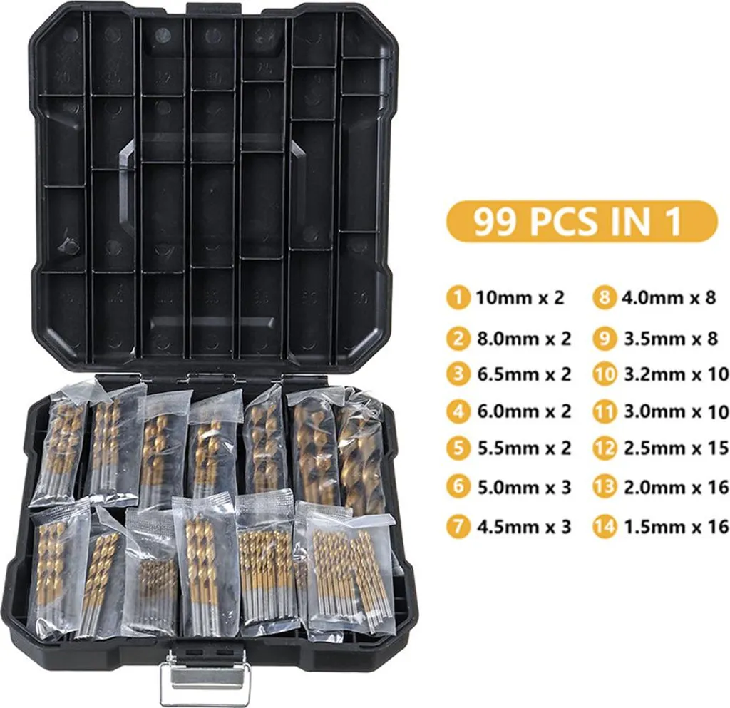 Kit forets HSS titane 99 pcs : fini les mèches cassées lors du perçage