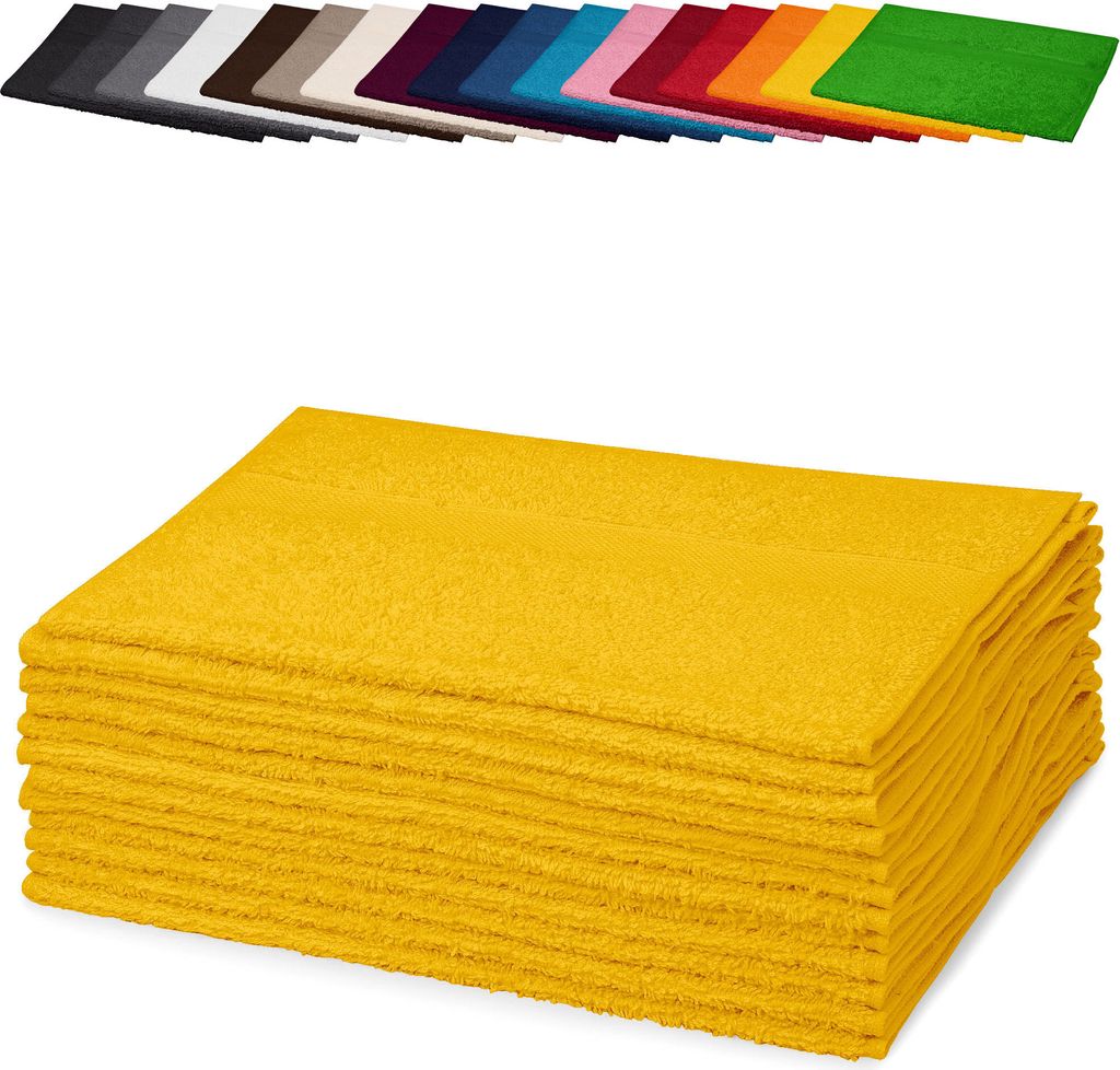 10er PACK Gästetücher 30x50 cm Gästehandtücher Kinderhandtücher Babyhandtücher 100% Baumwolle, Farbe: Gelb