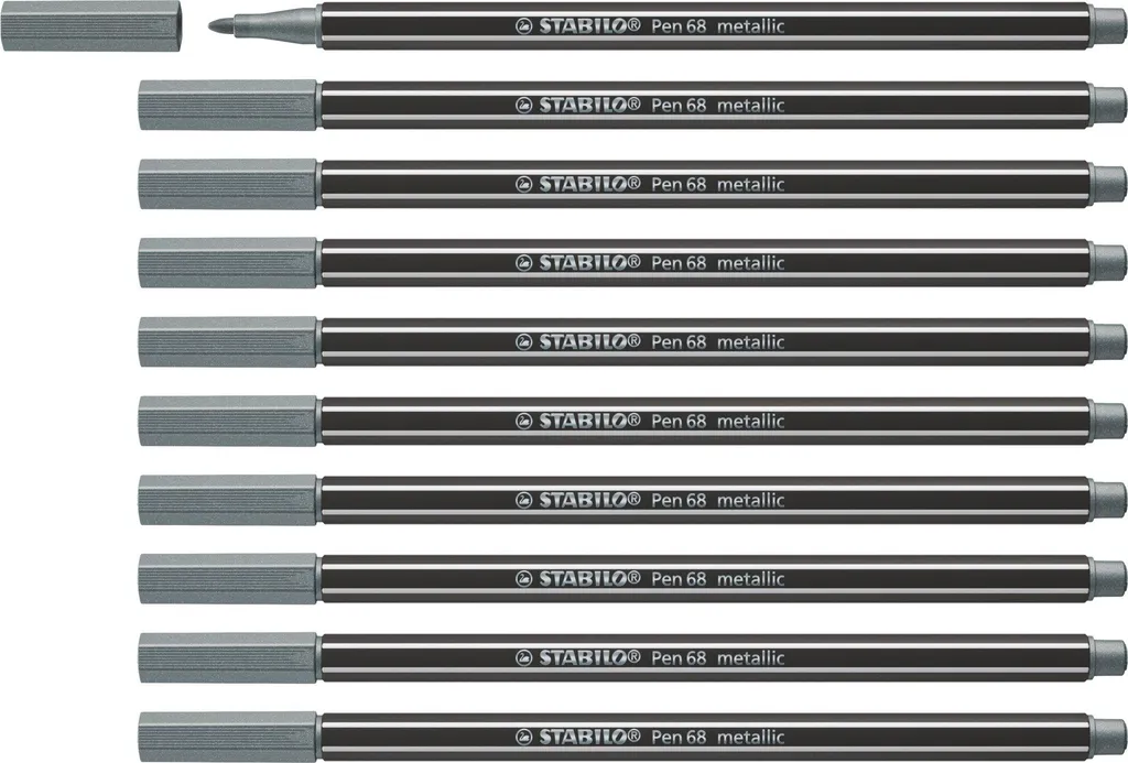 Marcatore STABILO Pen 68 Argento Metallizzato - Alta Coprenza 1pz