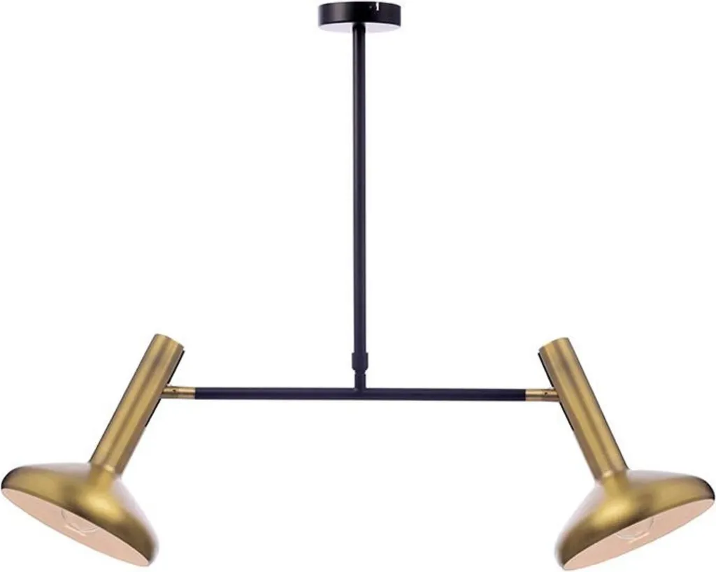 Lustre Sherlock en Laiton et Métal Noir 2XE27 - Dimensions 69X20XH92CM