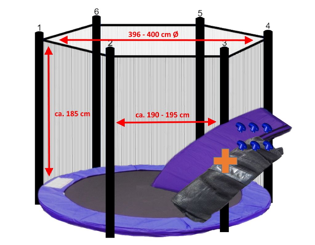 walexo Trampolin Randabdeckung + Sicherheitsnetz für 6 Produktbild 