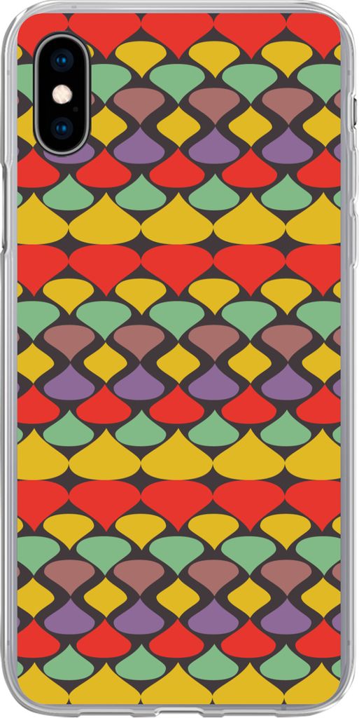 MuchoWow Handyhülle Schutzhülle Hülle für Telefoonhoesje iPhone Xs Vintage - Retro - Farben - Muster Silikon Softcase Handy Hülle - Handytasche