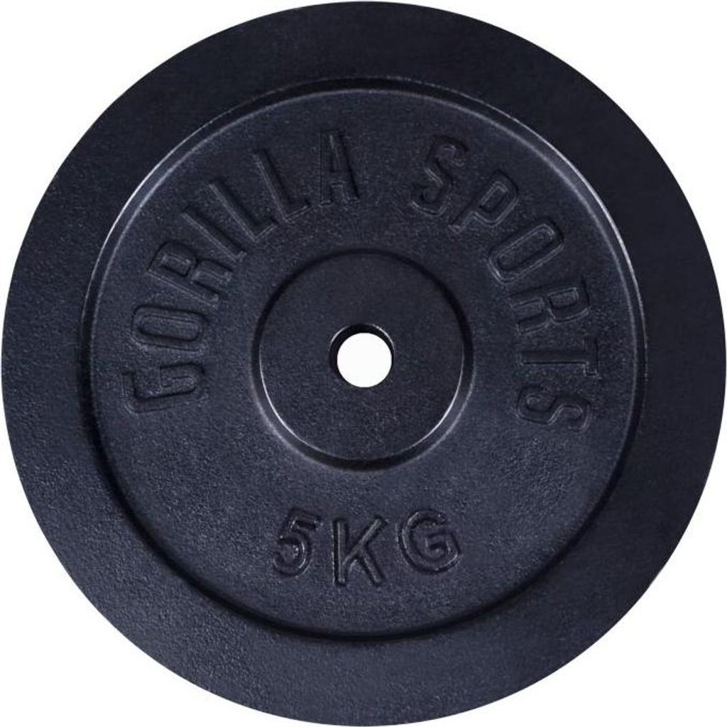 Gorilla Sports Liatinový záťažový kotúč, čierny, 5 kg Obrázok produktu 