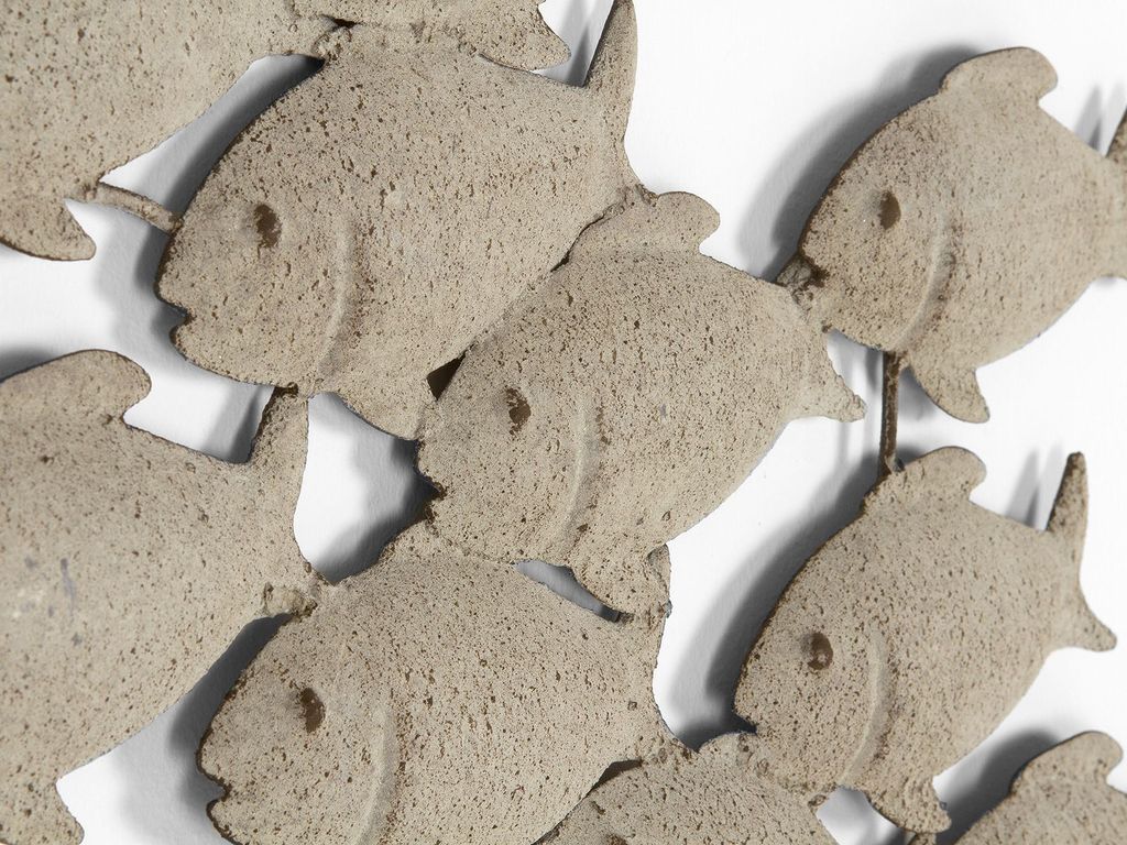 Wandobjekt Wandbild Wanddeko Fischschwarm grau Eisen L 97 Produktbild 19