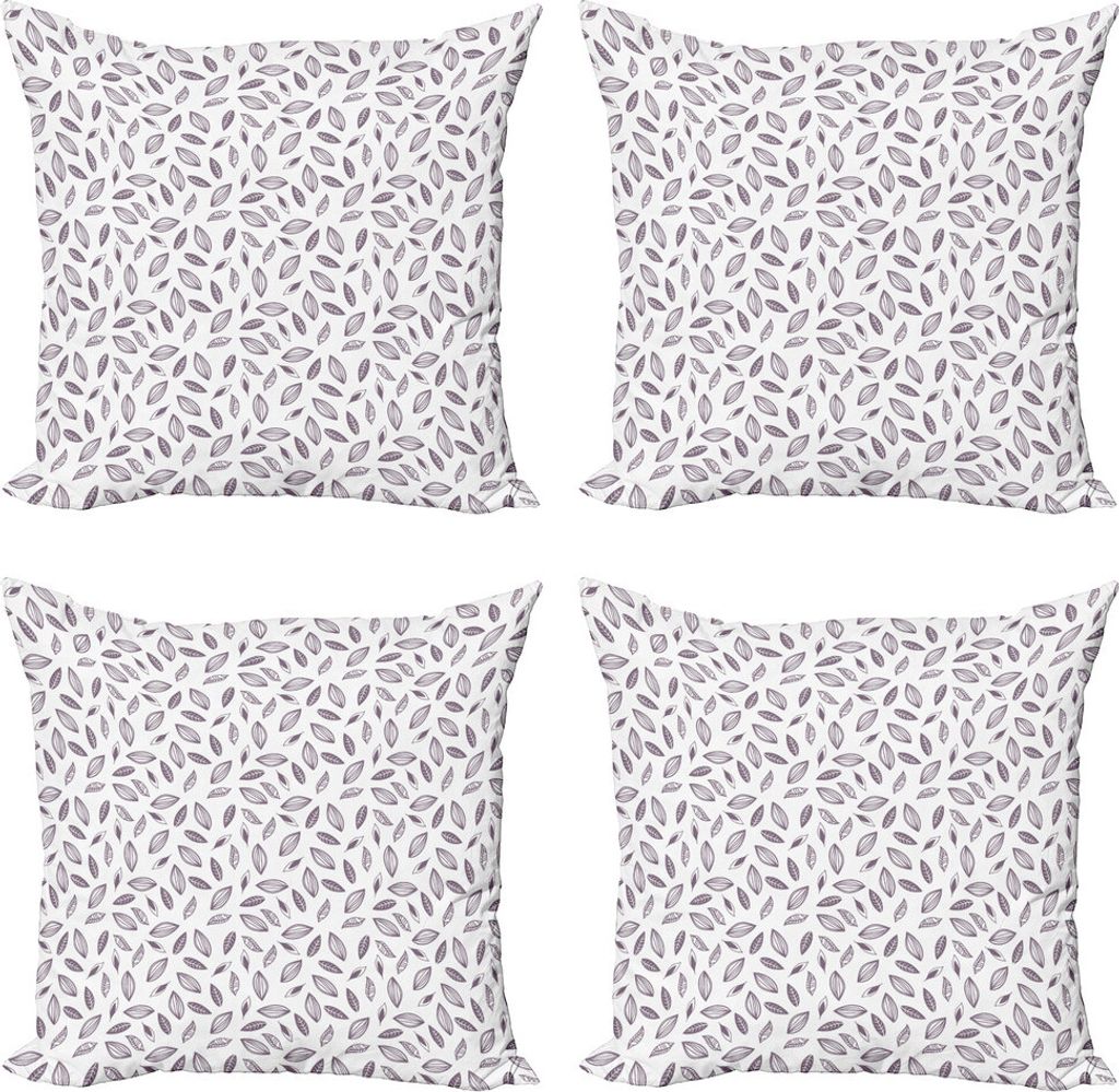 ABAKUHAUS Mauve und Weiß Kissenbezug Set (4 Stück), Herbst Muster, Moderner Doppelseitiger Digitaldruck, 40 cm x 40 cm, Mauve und Weiß