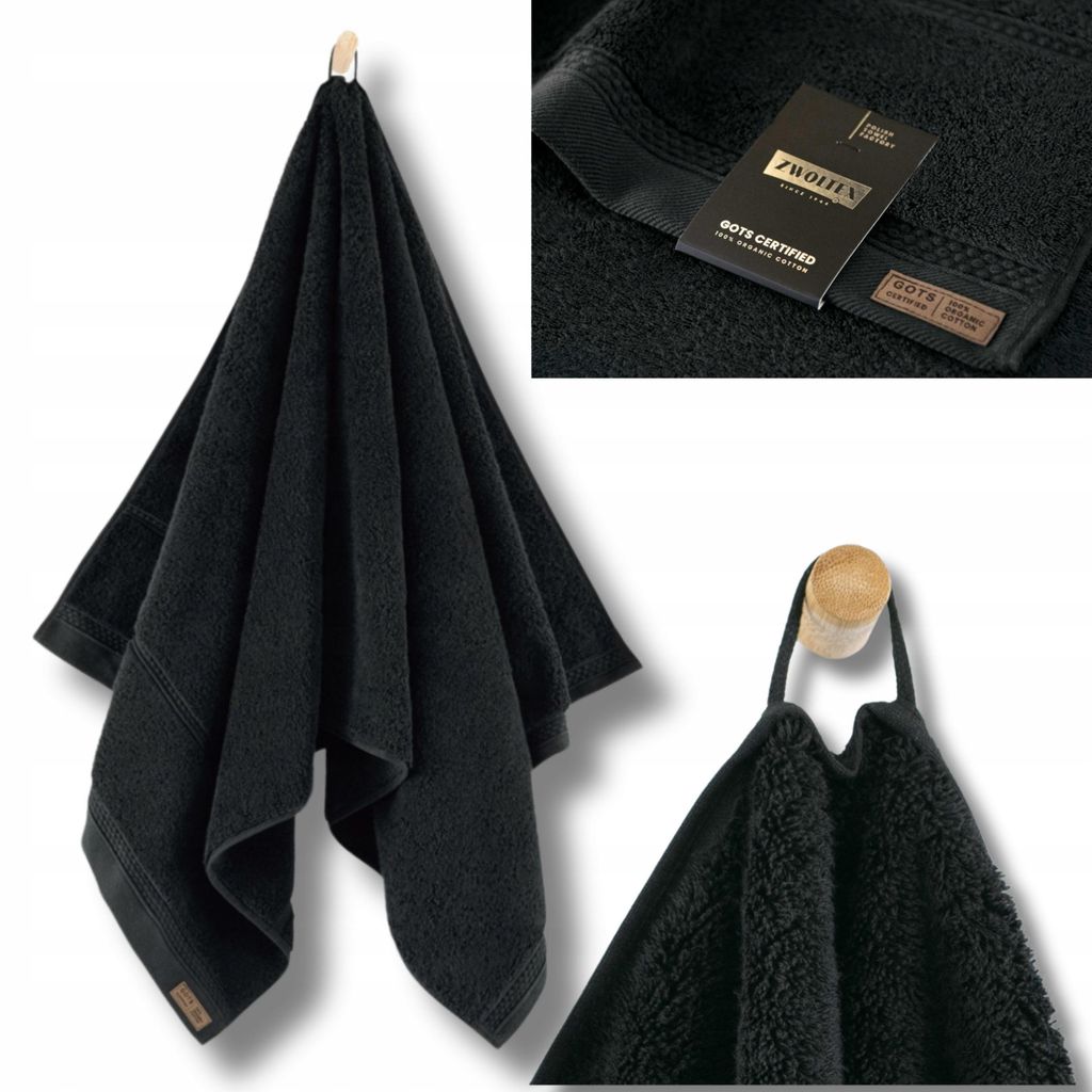 Handtuch - 100% Baumwolle - 650g/m2 - 50x100 cm - Extra Saugfähig - Schwarz - hohe Grammatur - QUEEN