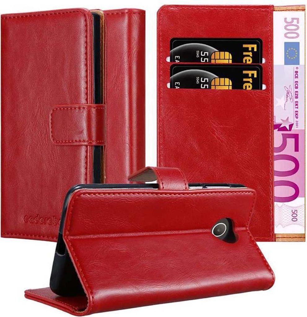 Cadorabo Hülle für Huawei Y3 / Y3C / Y330 / Y331 / Y360 Schutzhülle in Rot Handyhülle Book Tasche Case Etui Luxury