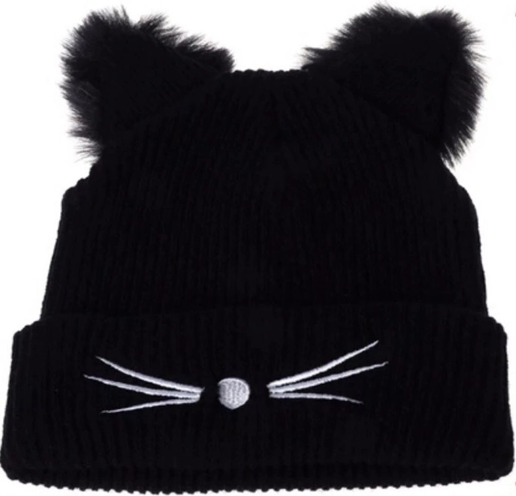 Stylvolle Cat Mütze in Schwarz für Damen KP6863