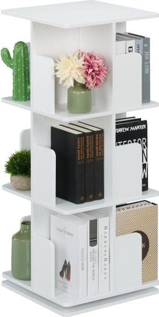 Weißes drehbares Bücherregal