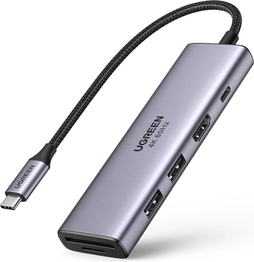 Ugreen Hub USB-C auf 2x USB-A / HDMI 4K 60Hz / SD- und Produktbild 