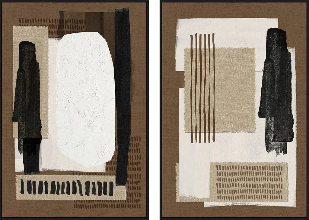Tableau Home ESPRIT Marron Noir pour Mur Vide - Set de 2 Pièces 63x93 cm