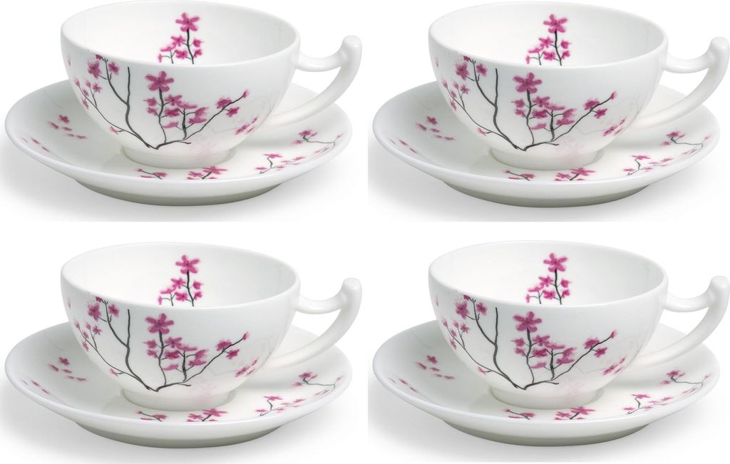4er Set TeaLogic Cherry Blossom Tasse 0,18L und Untertasse