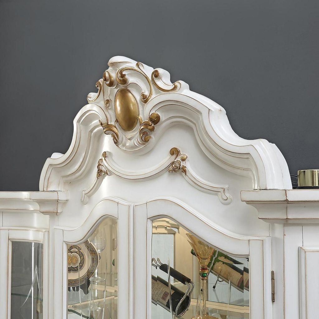 Anrichte Luxus Schaufenster Vitrine Glas Schrank Antik Stil Möbel Barock Rokoko