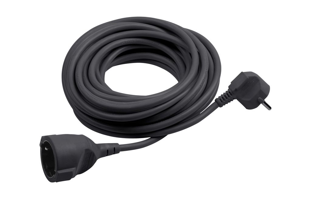 Meister Schutzkontakt-Verlängerung 25 m Kabel schwarz Kunststoffleitung IP20