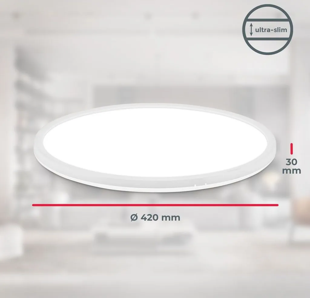 Plafonnier LED Rond Ultra Fin Blanc Neutre avec Lumière Indirecte 42cm - 5