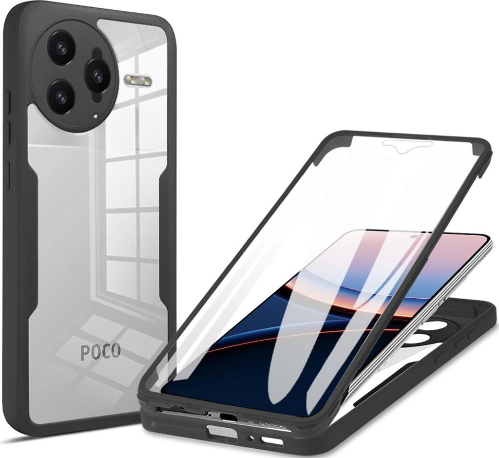 Schutzhülle für Xiaomi Poco F7 Ultra / Redmi K80 Pro, Eingebautem Displayschutz 360 Grad Komplettschutz Handyhülle Schwarz