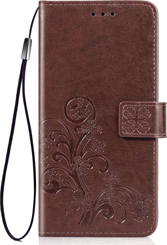 Handy Hülle Schutz Tasche Cover Flip Case Kartenfach Blumen, Farbe:Braun, Modell wählen:Nokia 2.2