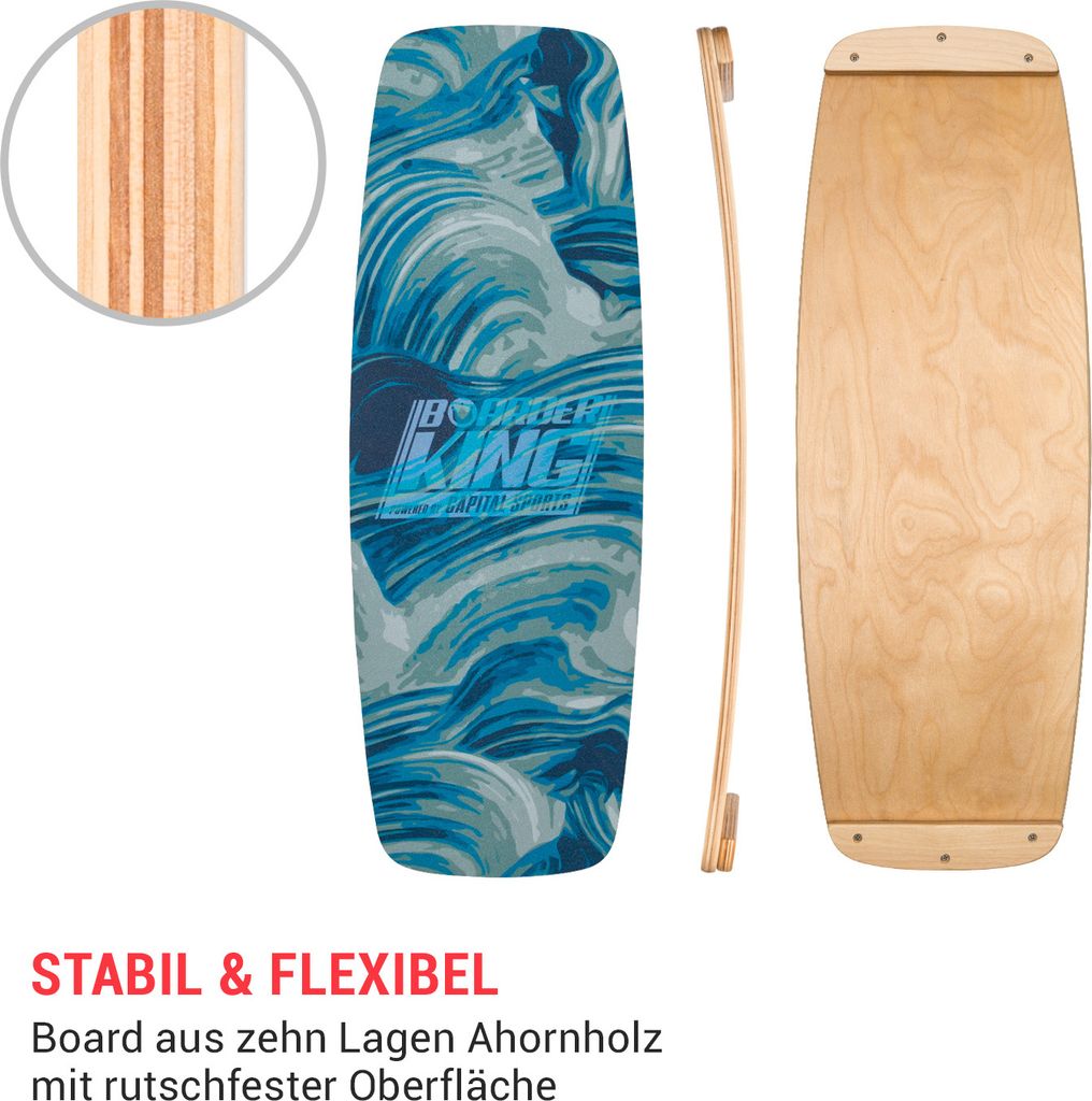 DAIKO Balance Board Mit Korkrolle - Trainingsboard Mit Abnehmbaren Stoppern