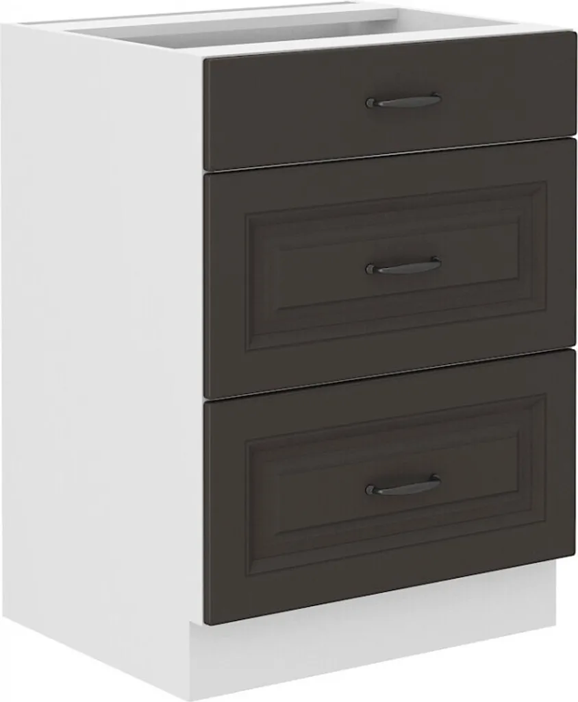 Meuble d'entrée SOPHIA 60 cm - Rangement polyvalent gris foncé et blanc