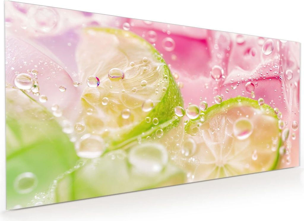 Küchenrückwand Spritzschutz Glas mit Motiv Limetten Spritzer 40 x 40 cm