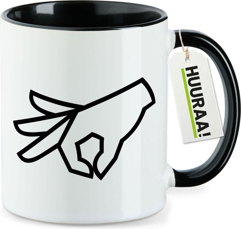 Huuraa Kaffeetasse Reingeguckt Hand 330ml Schwarz Keramik Kaffeebecher Geschenkidee