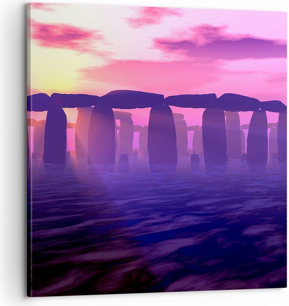 Bild auf Leinwand - Leinwandbild - Stonehenge Kreis Geheimnis Geschichte - 60x60cm - Wand Bild - Wanddeko - Leinwanddruck - Bilder - Kunstdruck - L...