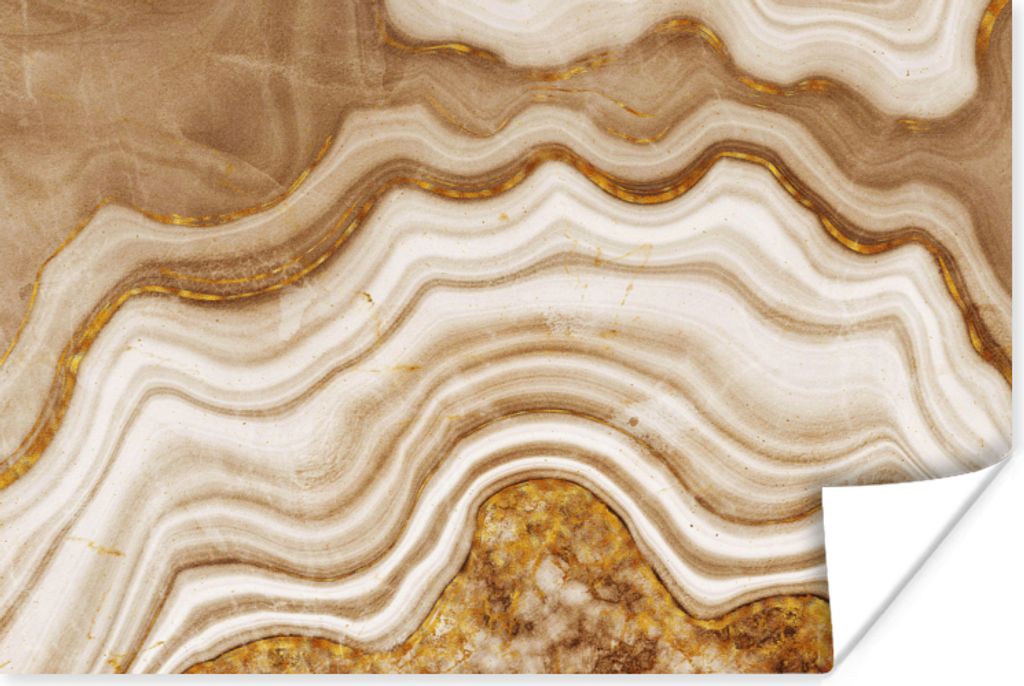 MuchoWow Poster Glitzer - Gold - Achat - Edelsteine 120x80 cm - Bilder