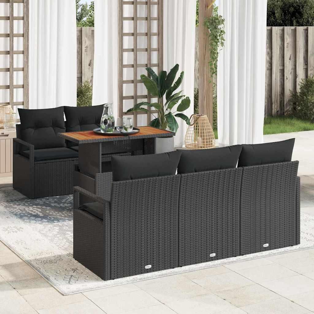 Maison Exclusive - Garten-Sofa-Set mit Speicher 6 pcs Schwarz Poly Rattan