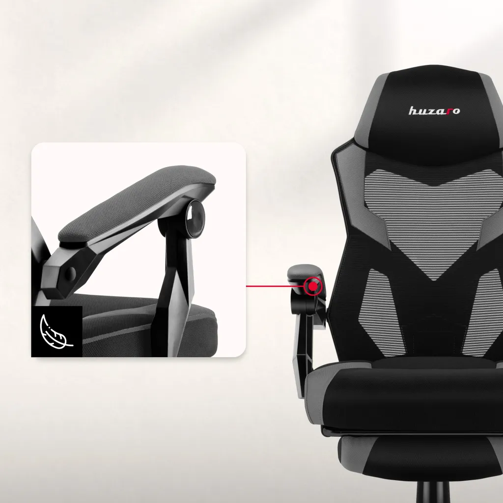 Huzaro Combat 3.1 Gris Chaise de jeu avec repose-pieds escamotable