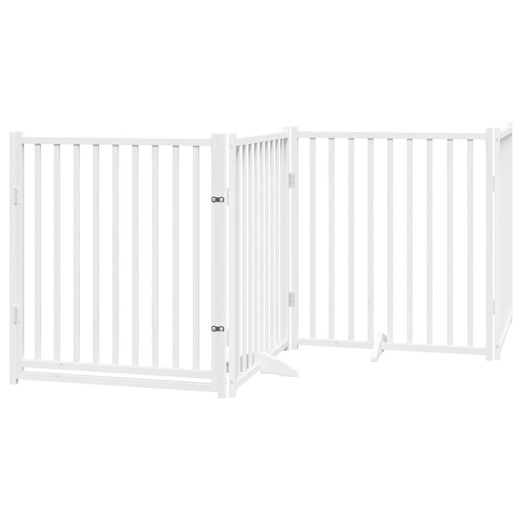 vidaXL 4-tlg. Hundetor mit Tür Faltbar Weiß 320 cm Produktbild 