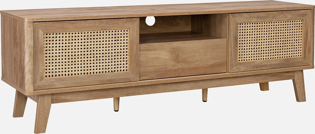 Mobile Porta TV Scandinavo 150cm sweeek | Ante in Canna di Rattan