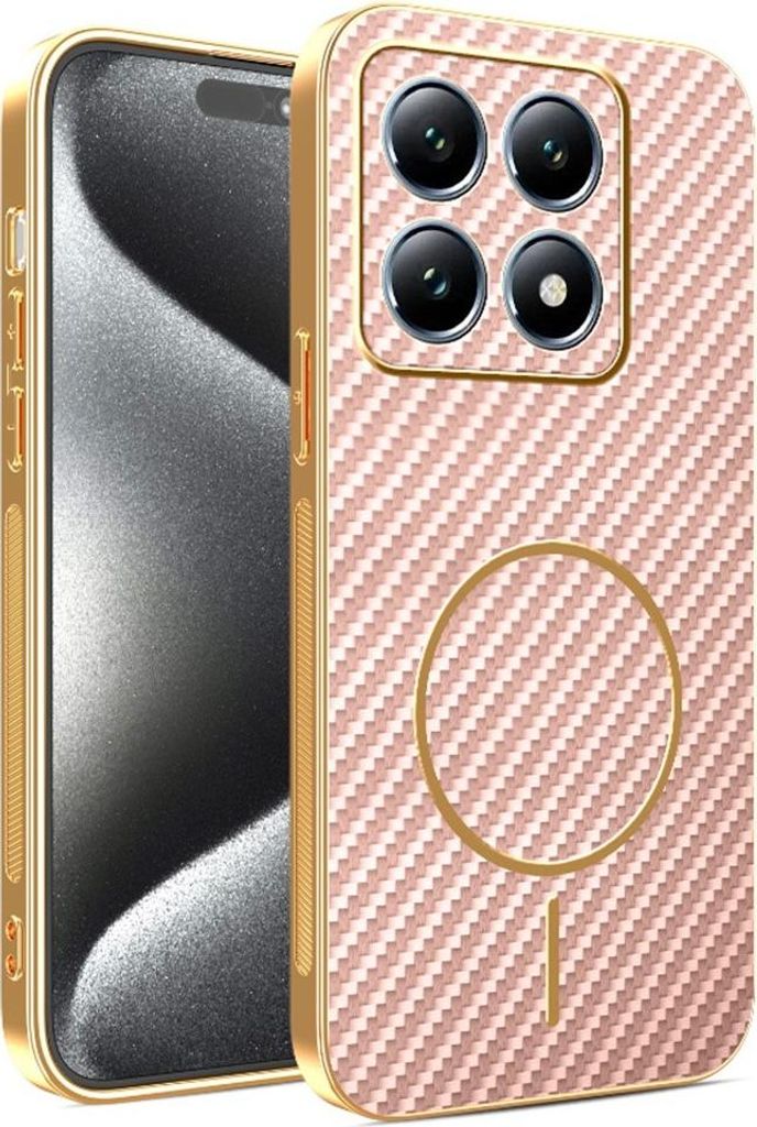 MagSafe Hülle für Xiaomi 15T - Phonesta Luxury Carbon Fiber Back Cover - Rosa