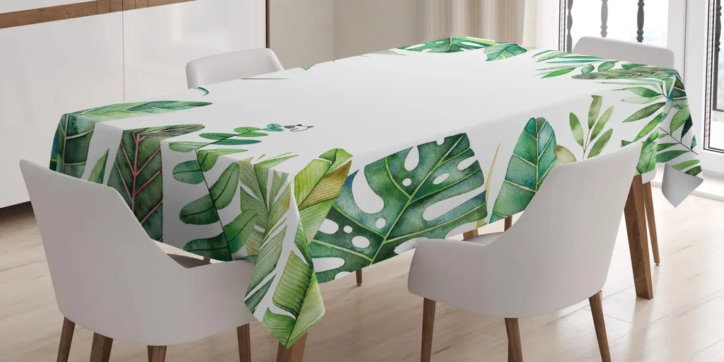 Tovaglia ABAKUHAUS 140x240 Verde - Giungla Tropicale Lavabile Top - 1