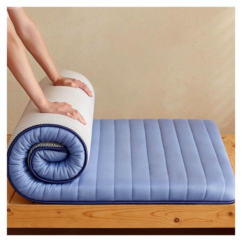 Futon-Matratzentopper aus Memory Foam, 120 * 200 cm, Japanische Bodenmatratze, 5 cm dick, mit elastischem Band für Schlafzimmer und Camping