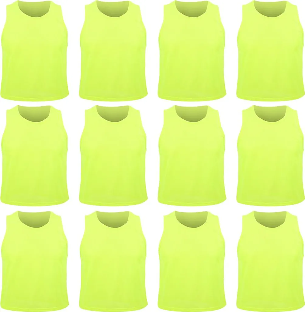 Lot de 12 chasubles de football enfant vert fluorescent en maille filet