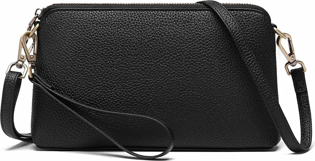 Petit sac à main trotteur noir avec porte-cartes intégré et sangle réglable