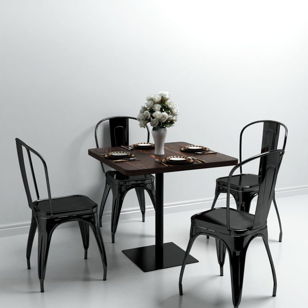 vidaXL Table de bistrot MDF et acier Carré 80×80×75cm Frêne Image du produit 