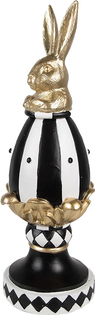 Décoration de Pâques Incassable : Lapin Œuf Design Noir Blanc 34 cm